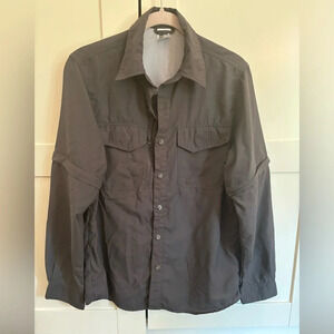 The North Face Long Sleeve Cool Horizon Button Down Shirt Gray Medium Zip Sleeve